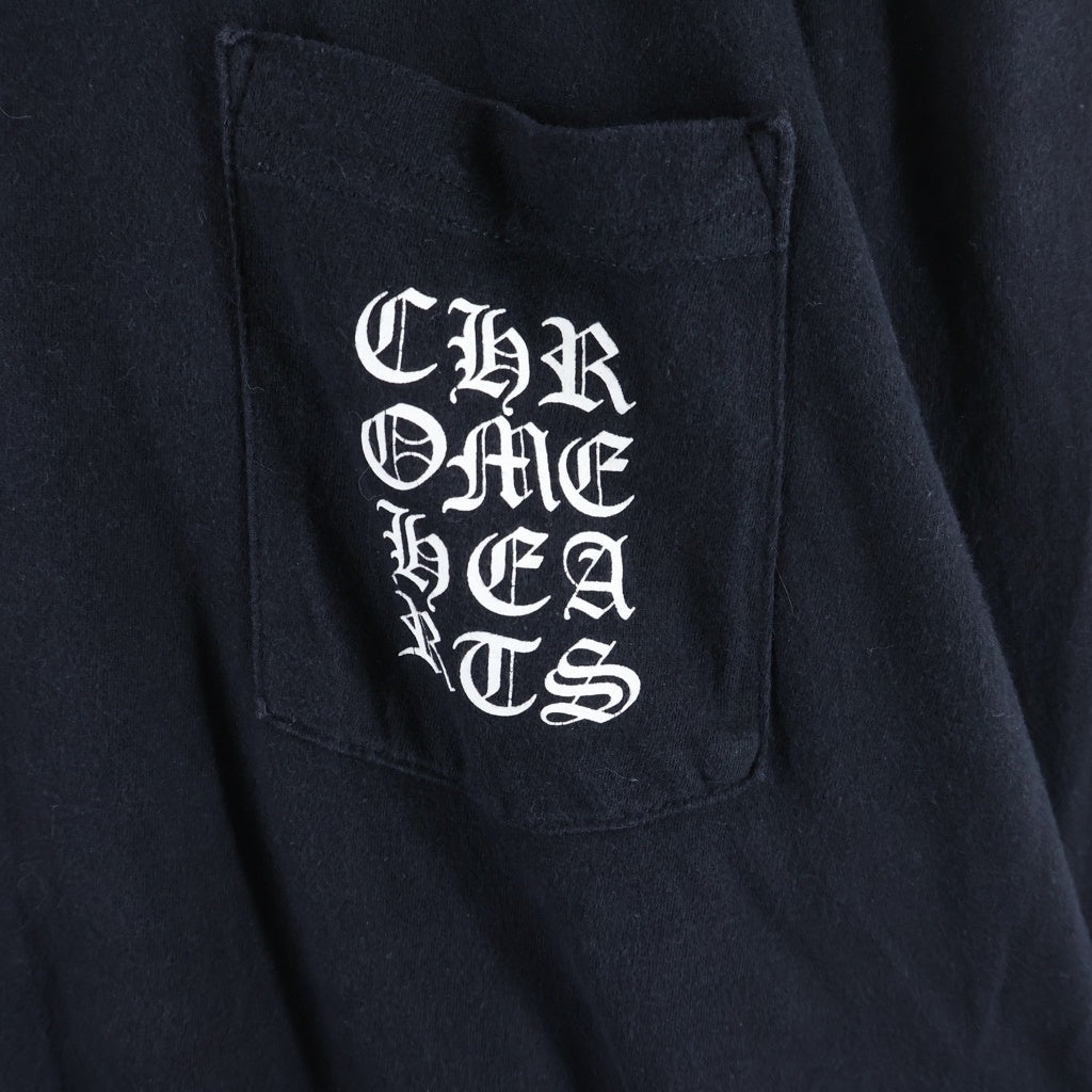 CHROME HEARTS(クロムハーツ) Vertical L/S T-Shirt ヴァーティカルロゴ 両面プリント アームロゴプリント クルーネック長袖Tシャツカットソー ブラック