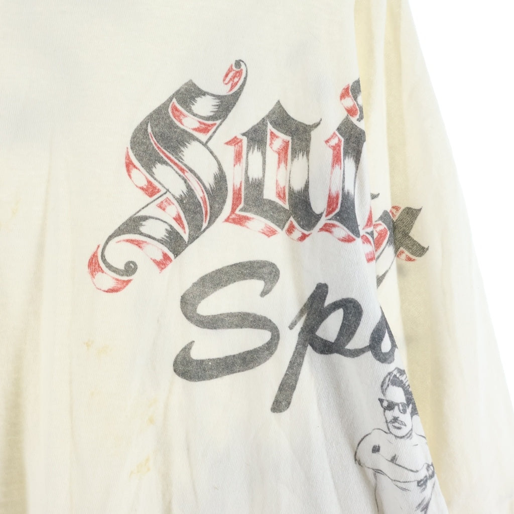 SAINT MICHAEL(セントマイケル) 25AW ×Alexis Ross ALX_LS TEE DRAWING WHITE ユーズド加工 フルプリント クルーネック長袖Tシャツカットソー ホワイト SM-HR1-0000-C30