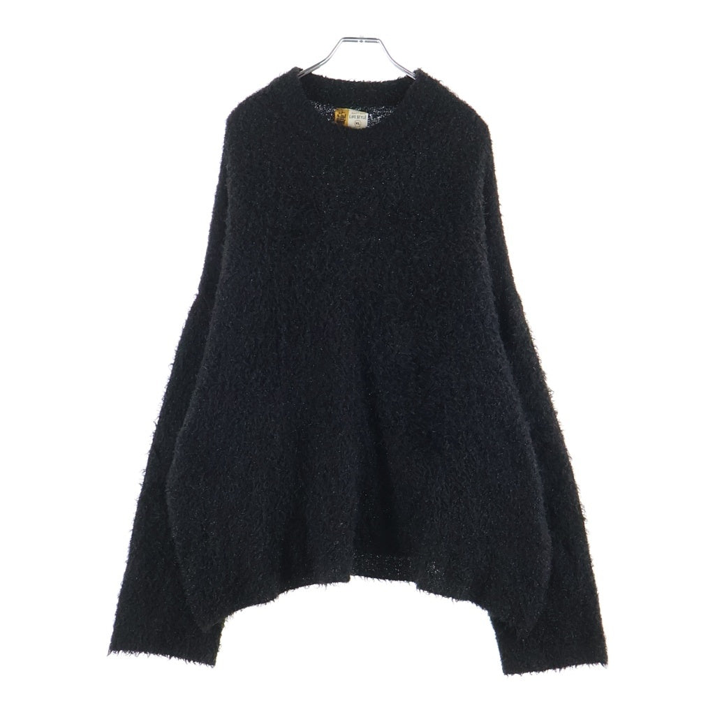SAINT MICHAEL(セントマイケル) 25AW CREW NECK KNIT GLITTER グリッター モヘア調 クルーネック長袖ニットセーター ブラック SM-HR1-0000-068