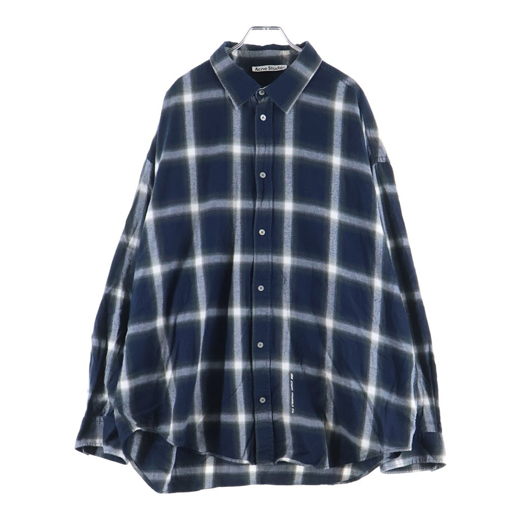 Acne Studios(アクネ ストゥディオズ) BUTTON UP SHIRT オンブレチェック コットン ボタンアップ長袖シャツ ネイビー BB0632- FN-MN-SHIR00068 BB0632
