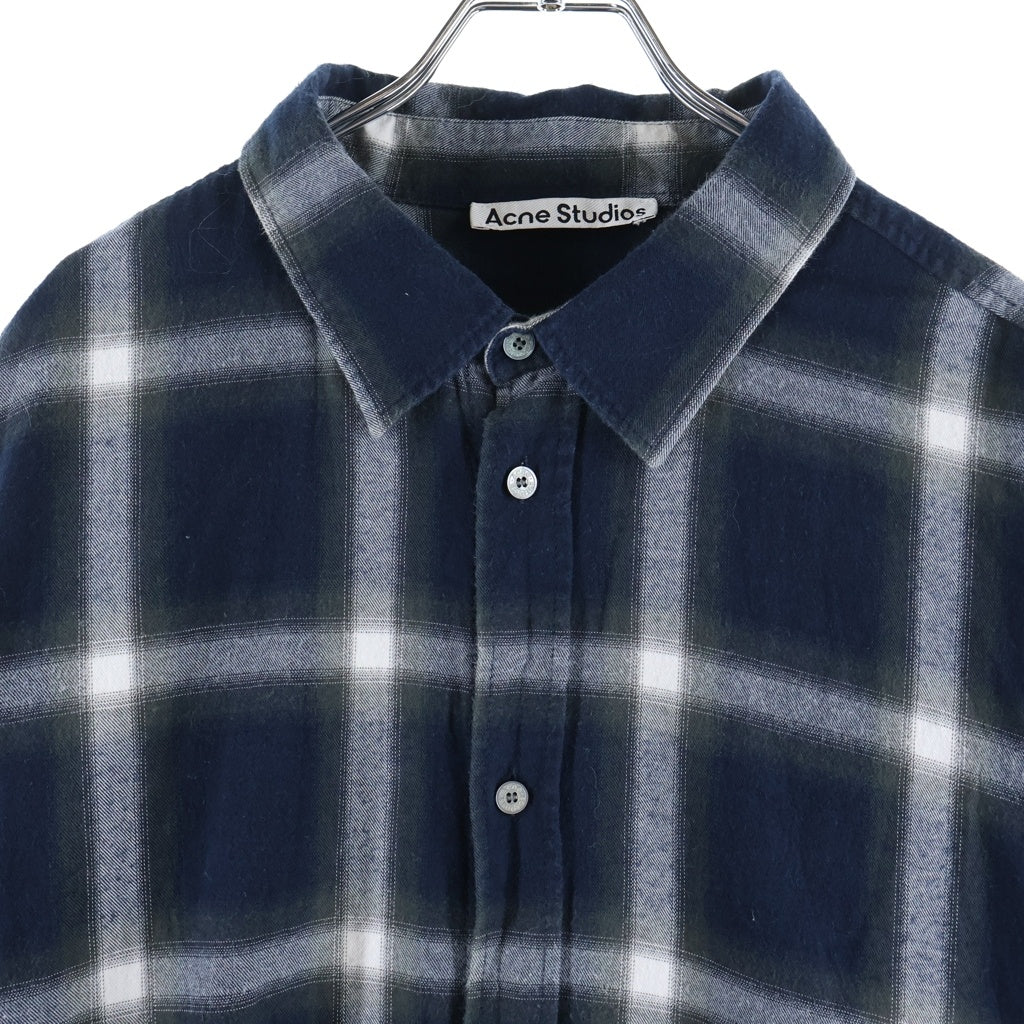 Acne Studios(アクネ ストゥディオズ) BUTTON UP SHIRT オンブレチェック コットン ボタンアップ長袖シャツ ネイビー BB0632- FN-MN-SHIR00068 BB0632