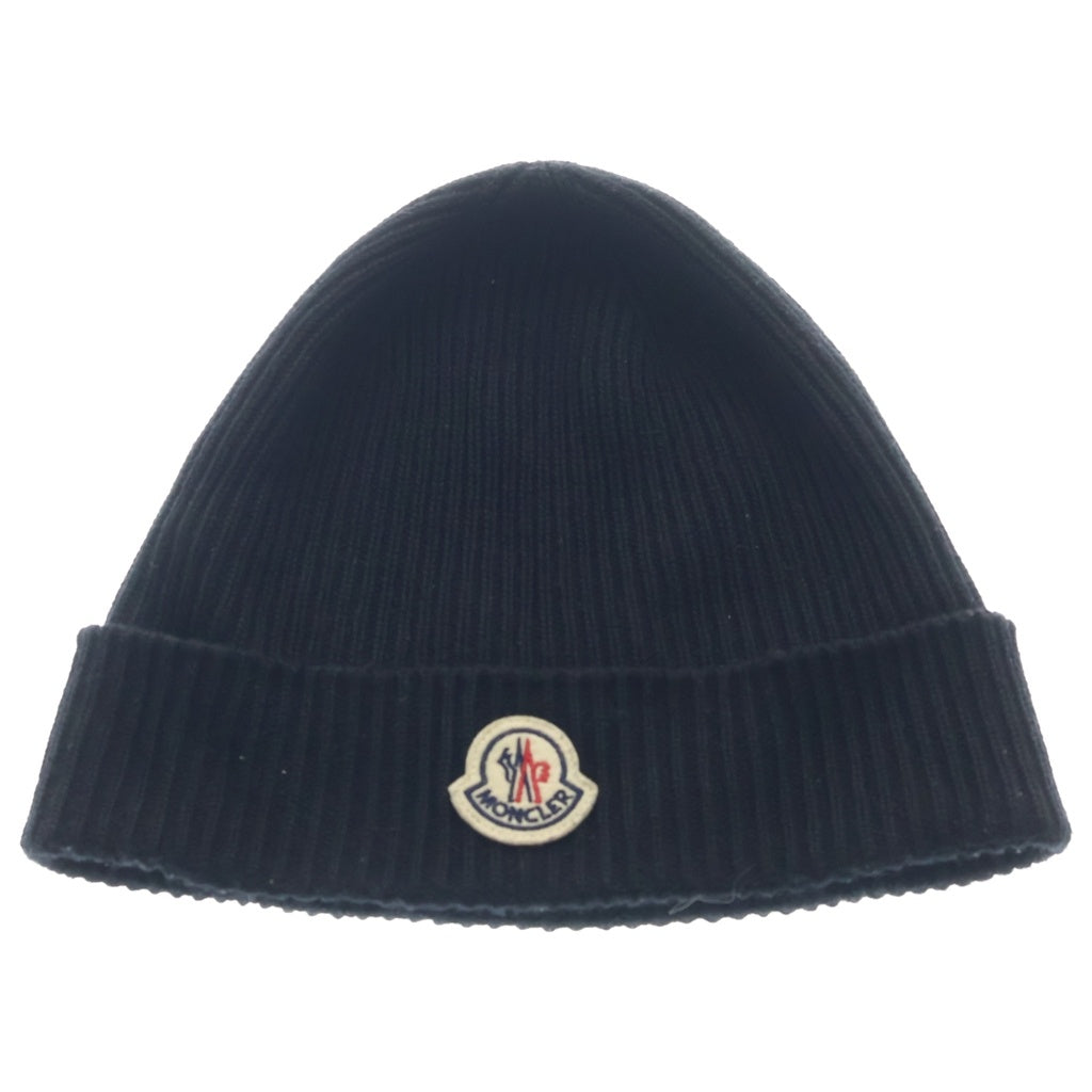 MONCLER(モンクレール) 25AW KNIT CAP フロントロゴワッペン ニットビーニー 帽子 ブラック K20913B70500