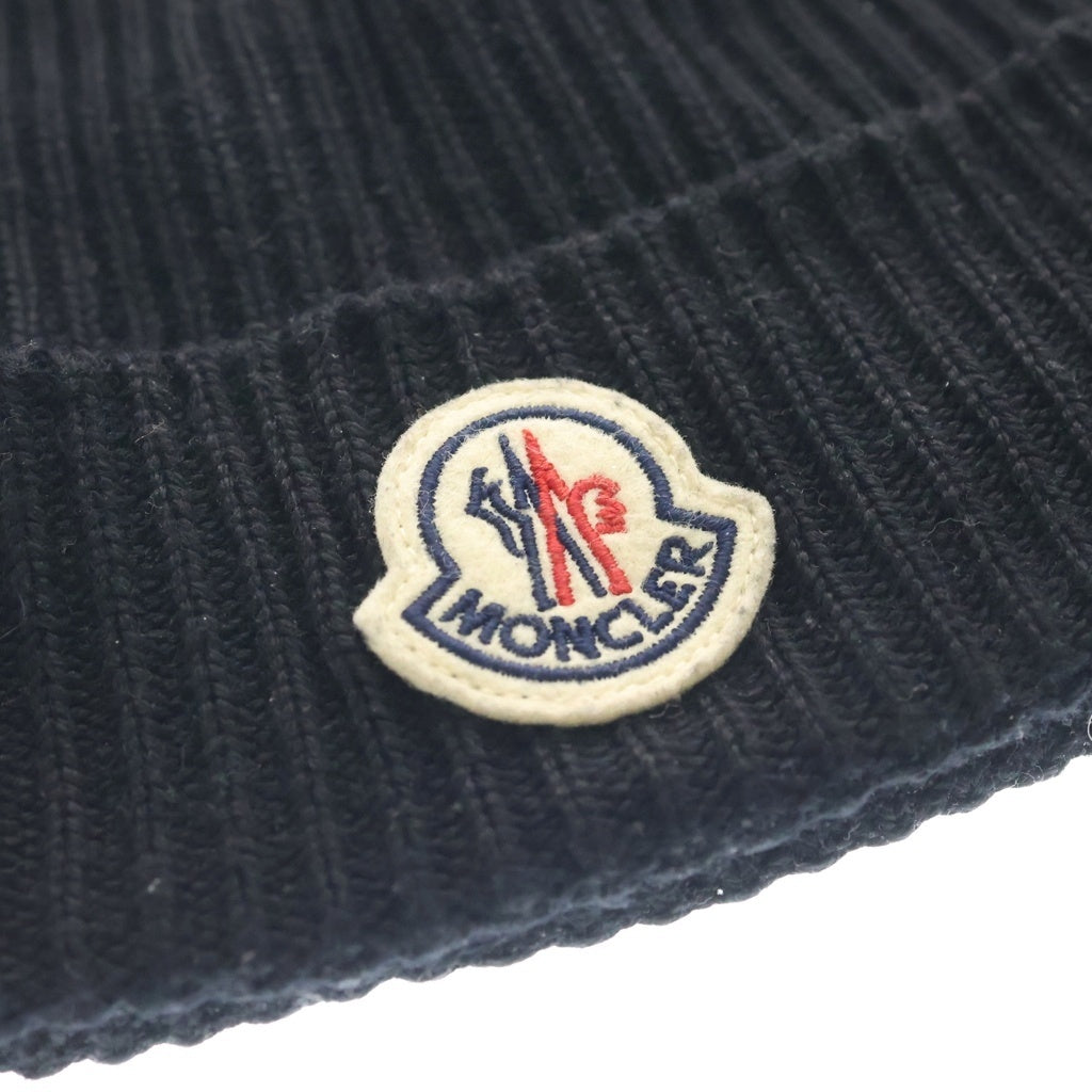 MONCLER(モンクレール) 25AW KNIT CAP フロントロゴワッペン ニットビーニー 帽子 ブラック K20913B70500