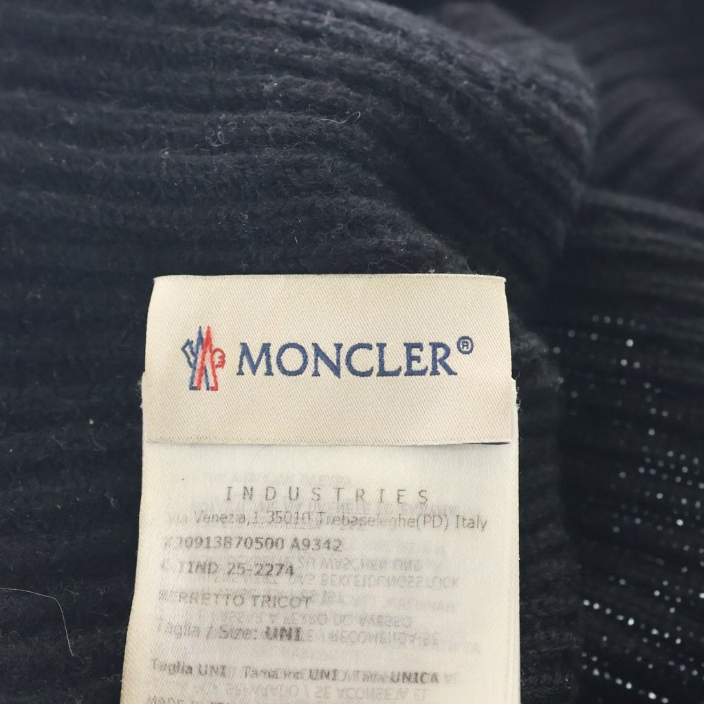 MONCLER(モンクレール) 25AW KNIT CAP フロントロゴワッペン ニットビーニー 帽子 ブラック K20913B70500