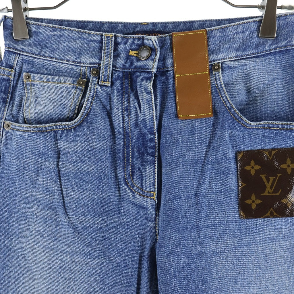 LOUIS VUITTON(ルイヴィトン) 24AW Monogram Leather Patch Denim Pants モノグラム レザーパッチ ストレートデニムパンツ ジーンズ インディゴ RW241WW GM1 FQPA41 レディース