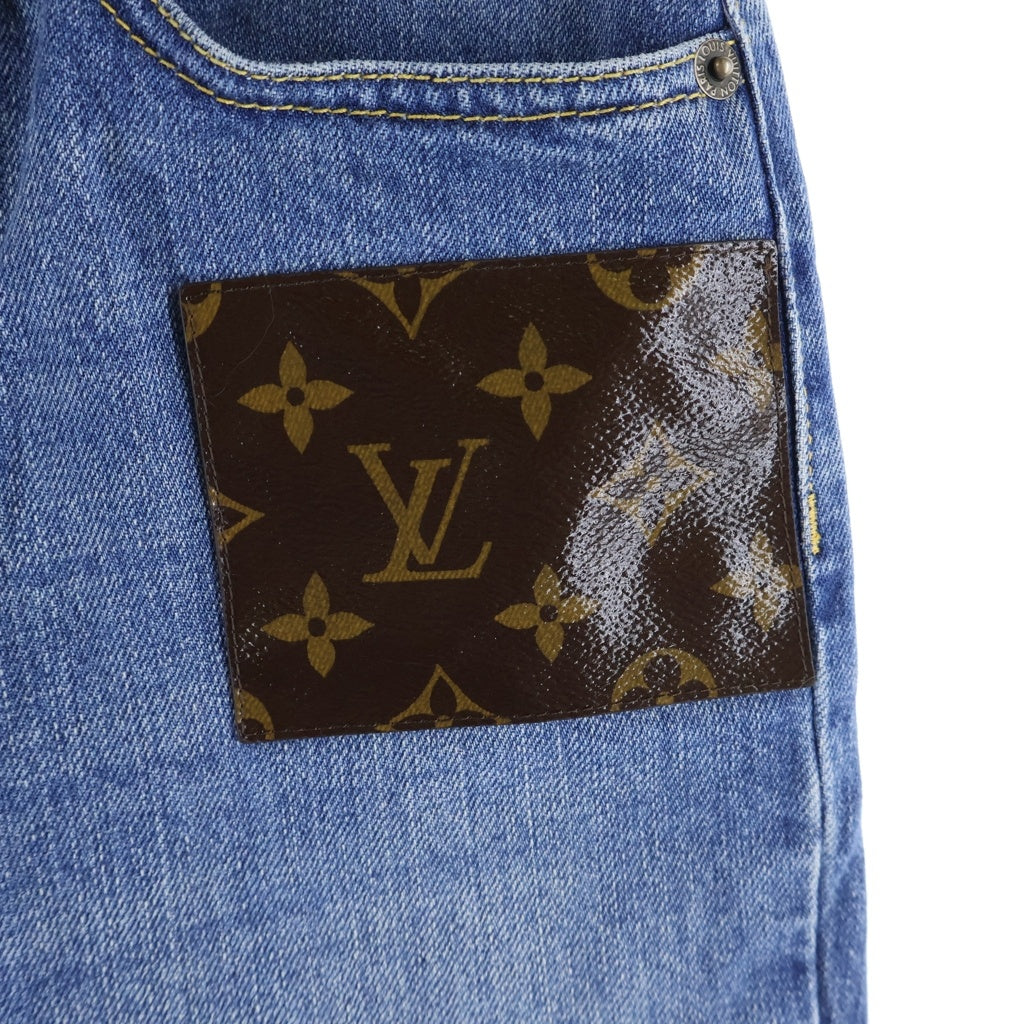 LOUIS VUITTON(ルイヴィトン) 24AW Monogram Leather Patch Denim Pants モノグラム レザーパッチ ストレートデニムパンツ ジーンズ インディゴ RW241WW GM1 FQPA41 レディース