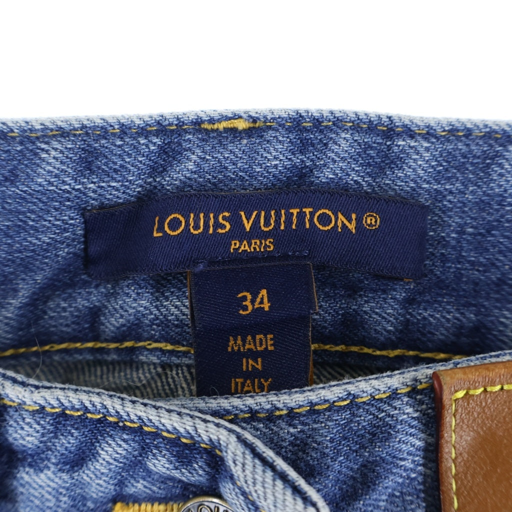 LOUIS VUITTON(ルイヴィトン) 24AW Monogram Leather Patch Denim Pants モノグラム レザーパッチ ストレートデニムパンツ ジーンズ インディゴ RW241WW GM1 FQPA41 レディース