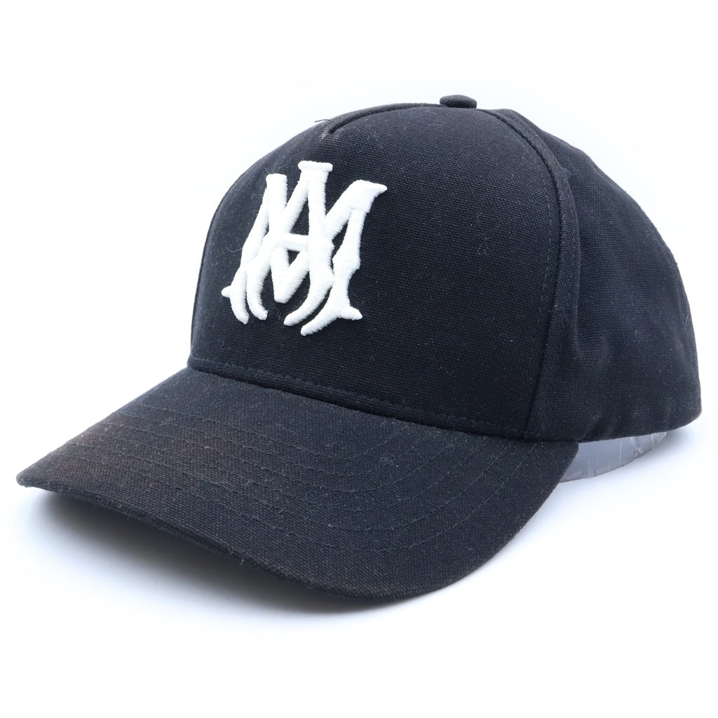 AMIRI(アミリ) FULL CANVAS MA HAT フルキャンバス フロントロゴ刺繍 ベースボールキャップ 帽子 ブラック AMHACP1016