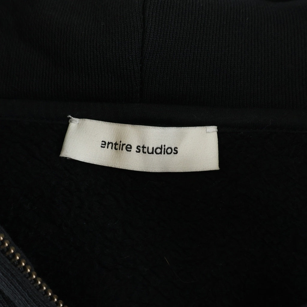 entire studios(エンタイア スタジオ) ETERNAL ZIP HOODIE エターナルジップ 長袖スウェットパーカー フーディ ブラック UNU-25-1003