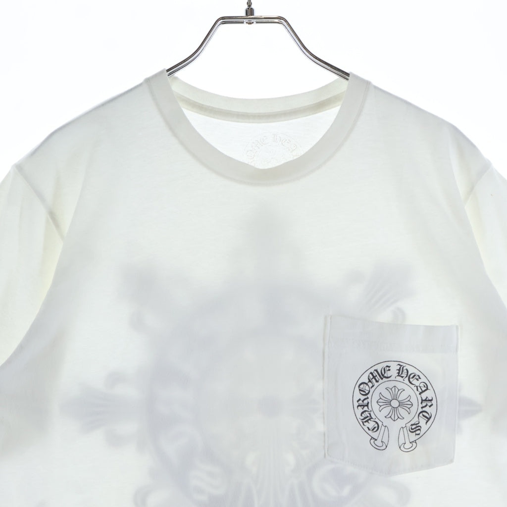 CHROME HEARTS(クロムハーツ) HORSESHOE FLORAL TEE バックホースシュー フローラルプリント クルーネック半袖Tシャツカットソー ホワイト