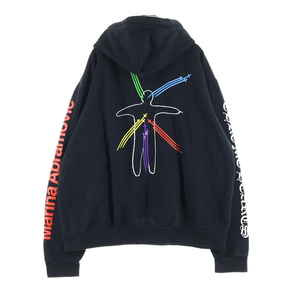 CHROME HEARTS(クロムハーツ) ×MARINA ABRAMOVIC マリーナ アブラヒモビッチ バックグラフィックプリント 長袖プルオーバースウェットパーカー フーディ ブラック
