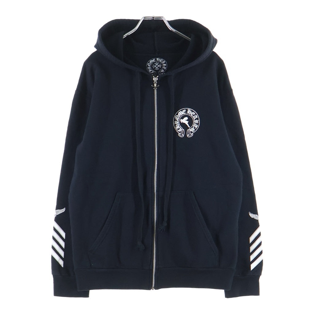 CHROME HEARTS(クロムハーツ) SWTSHRT HD ZIP FOTI フォティ マハリアバックプリント ジップアップ長袖スウェットパーカー フーディ ブラック