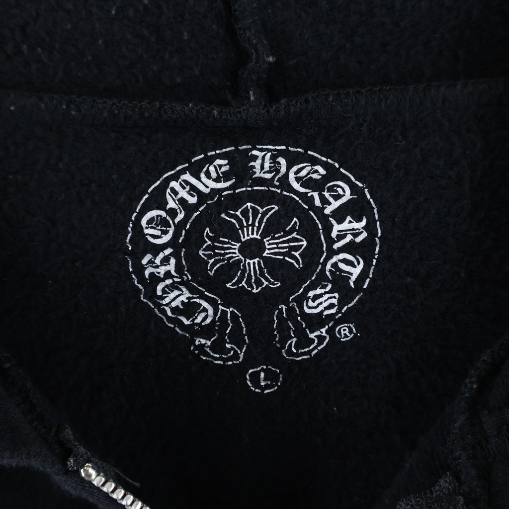 CHROME HEARTS(クロムハーツ) SWTSHRT HD ZIP FOTI フォティ マハリアバックプリント ジップアップ長袖スウェットパーカー フーディ ブラック