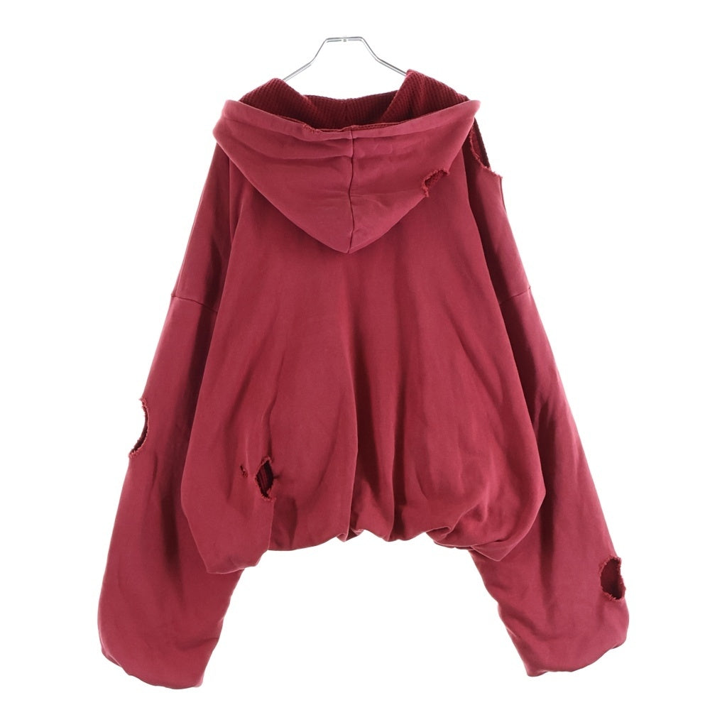 GEN_DAI(ゲンダイ) DAMAGE ZIP HOODIE ダメージ ジップアップフーディ レッド
