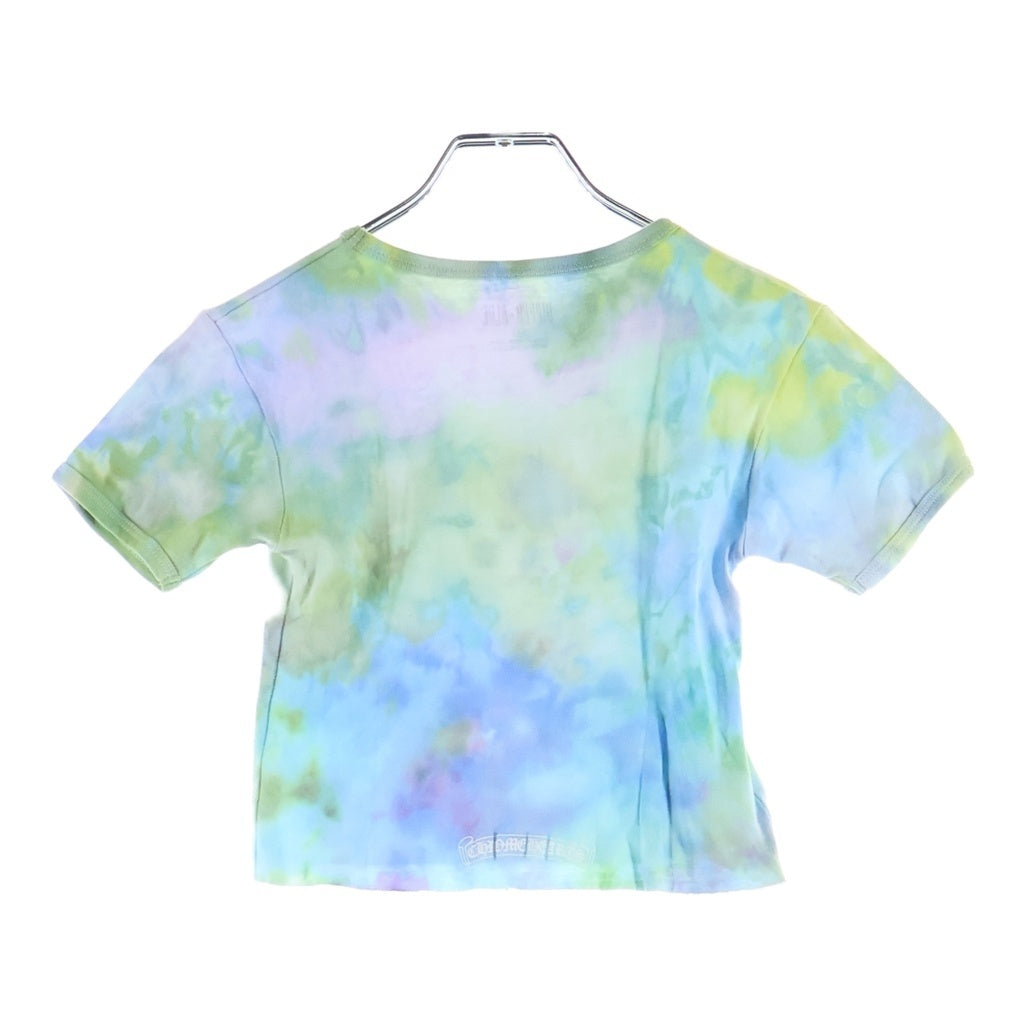 CHROME HEARTS(クロムハーツ) ×DIPPED IN BLUE Tie Dye Logo Print Cropped Tee ×ディップドインブルー タイダイ柄 クロップド丈 クルーネック半袖Tシャツカットソー ブルー レディース