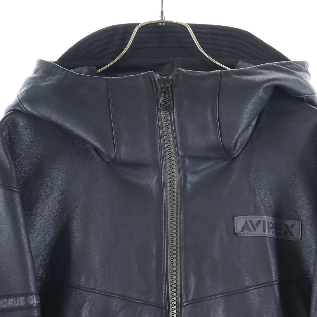 AVIREX(アヴィレックス) 20AW GLAMOROUS GLENNIS LEATHER TRACK JACKET グラマラス グレニス フーデッドレザートラックジャケット ブラック 6101054