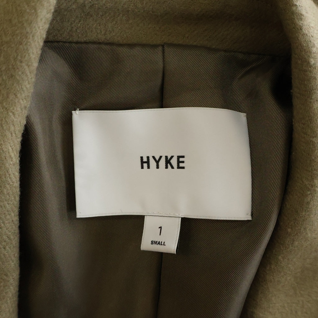 HYKE(ハイク) ダブルブレスト ウールロングチェスターコート カーキ 222‐17365-029