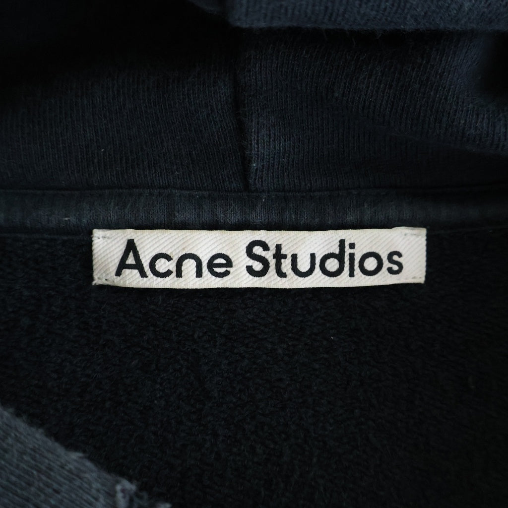 Acne Studios(アクネ ストゥディオズ) 24SS Logo hooded sweater バックロゴ プルオーバー長袖スウェットパーカー フーディ ブラック FN-UX-SWEA000020