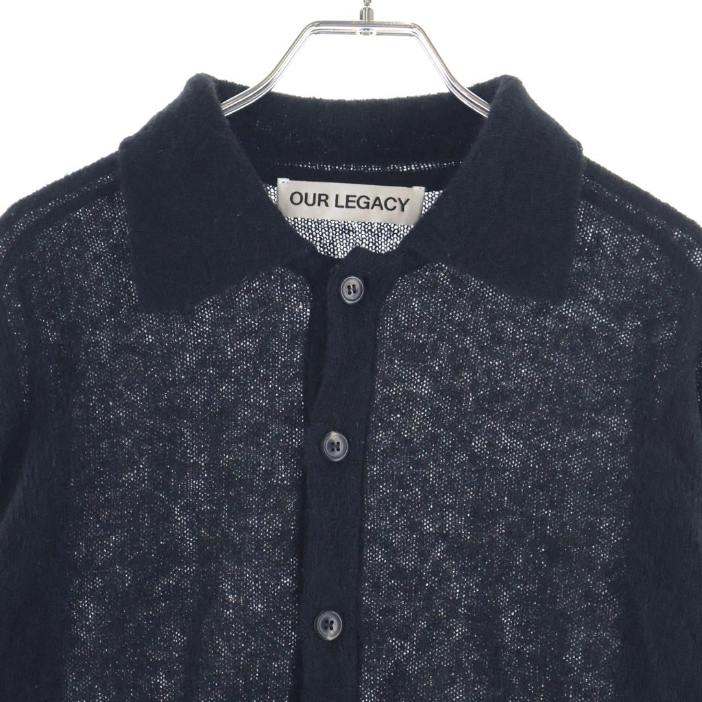 OUR LEGACY(アワーレガシー) EVENING POLO Black Fuzzy イブニング ファジー ポロ ウールニットカーディガン ブラック M4213ECFSE