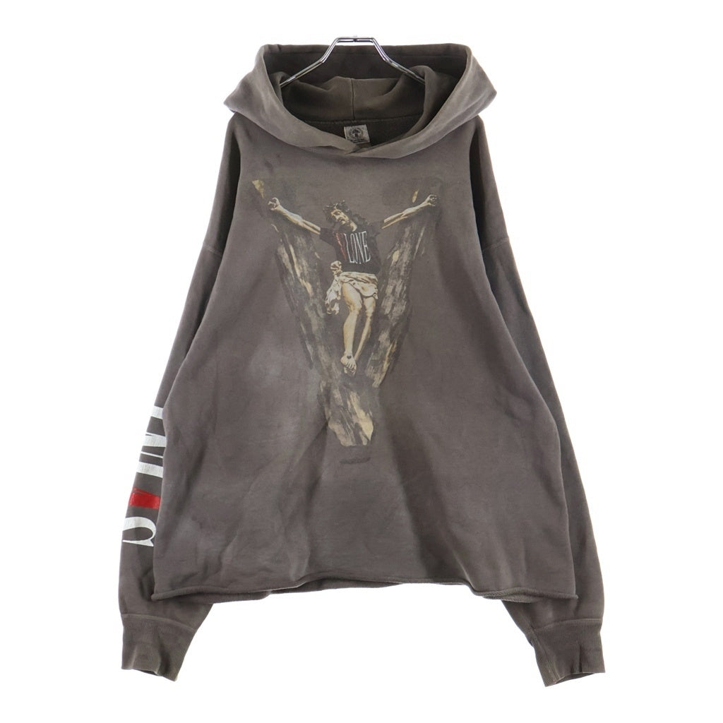 SAINT MICHAEL(セントマイケル) 22SS ×VLONE HOODIE SM ヴィーロン プリント スウェット プルオーバーパーカー チャコール SM-S22-0000-070