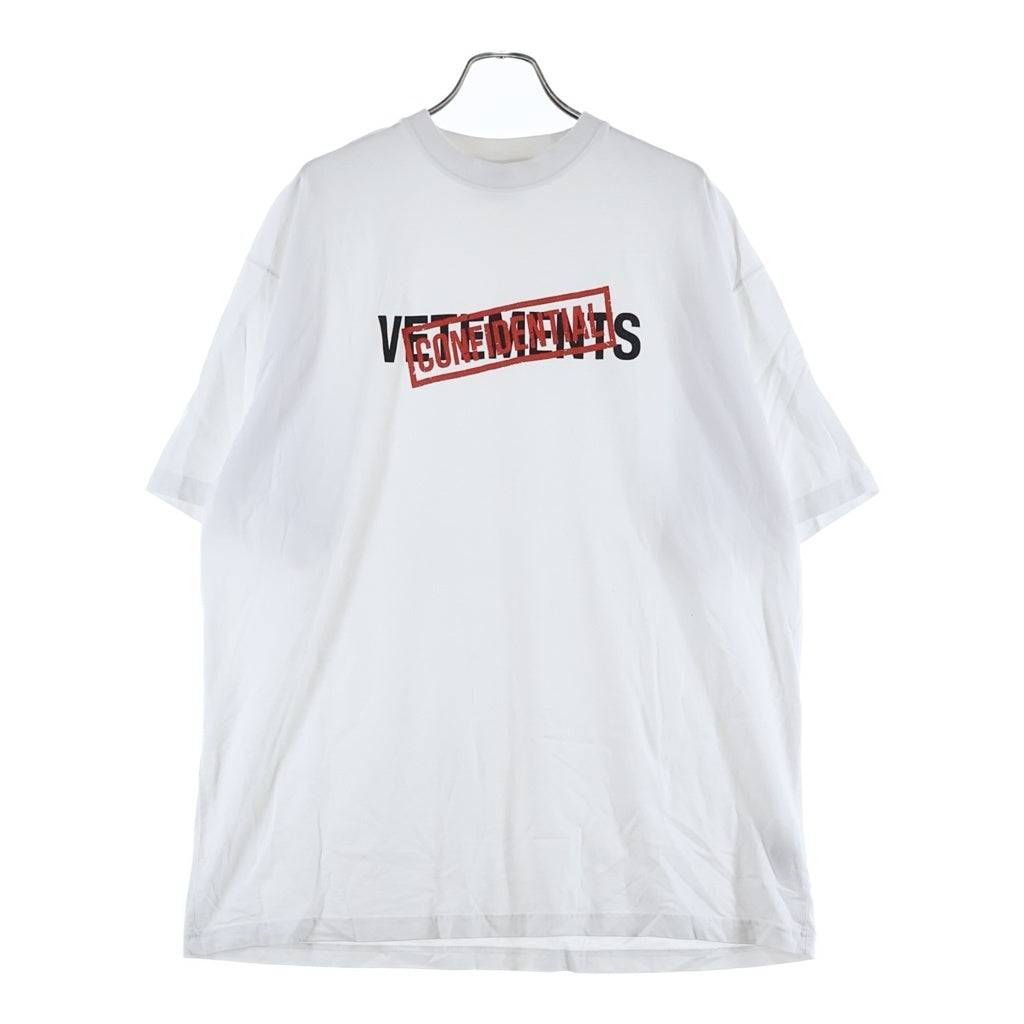 VETEMENTS(ヴェトモン) 22AW CONFIDENTIAL LOGO T-SHIRT コンフィデンシャル ロゴ クルーネック半袖Tシャツカットソー ホワイト UA53TR460W