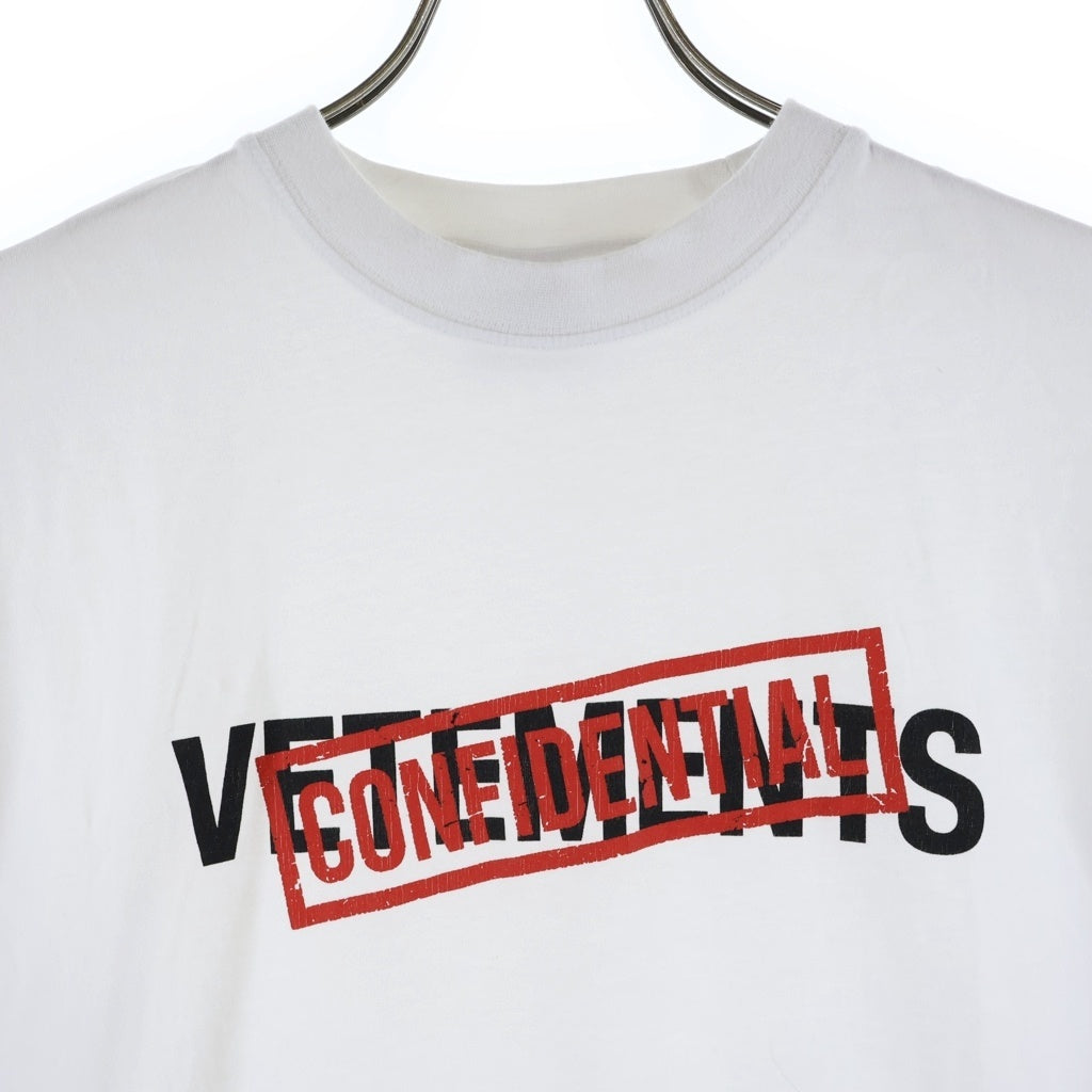 VETEMENTS(ヴェトモン) 22AW CONFIDENTIAL LOGO T-SHIRT コンフィデンシャル ロゴ クルーネック半袖Tシャツカットソー ホワイト UA53TR460W