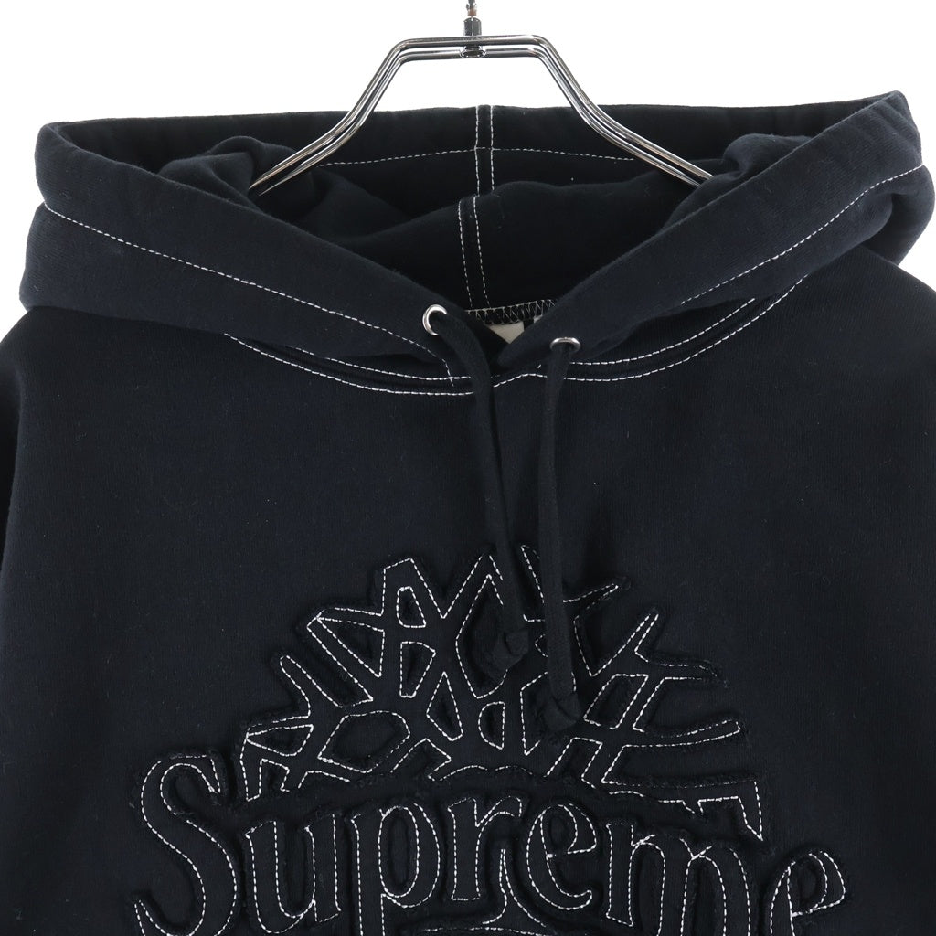 SUPREME(シュプリーム) 23SS×Timberland Hooded Sweatshirt ティンバーランド フロントロゴ刺繍 プルオーバースウェットパーカー フーディ ブラック