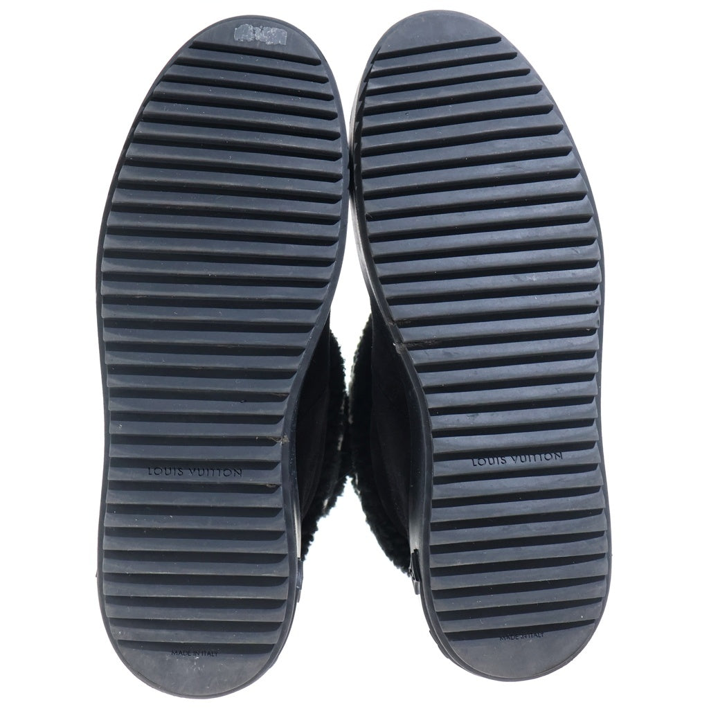 LOUIS VUITTON(ルイヴィトン) SNOWDROP FLAT ANKLE BOOT スノードロップライン アンクルブーツ LVロゴ ムートンブーツ ブラック TC0251