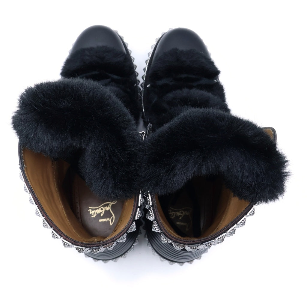 CHRISTIAN LOUBOUTIN(クリスチャンルブタン) 20SS Faux Fur Leather Combat Boots レザー コンバットブーツ ブラック