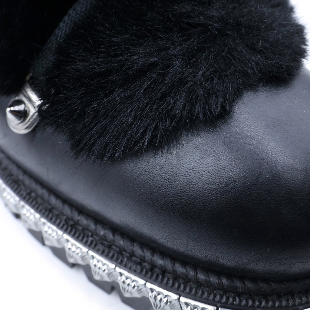 CHRISTIAN LOUBOUTIN(クリスチャンルブタン) 20SS Faux Fur Leather Combat Boots レザー コンバットブーツ ブラック