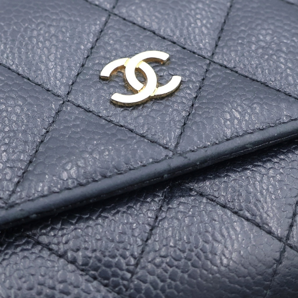 CHANEL(シャネル) キャビアスキン ココマーク レザーロングウォレット