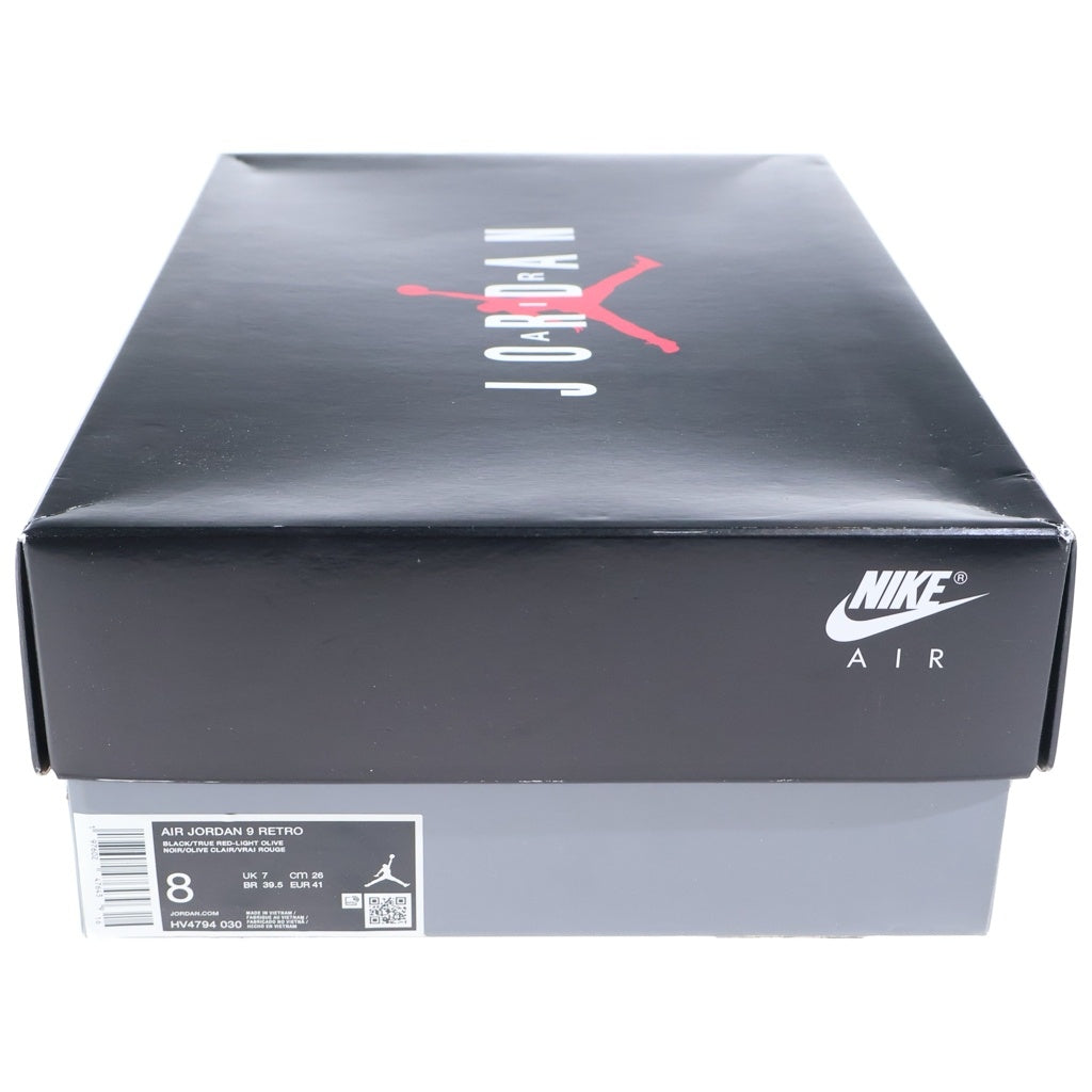 NIKE(ナイキ) AIR JORDAN 9 Olive エアジョーダン9 オリーヴ レザーハイカットスニーカー ブラック US8/26cm HV4794-030