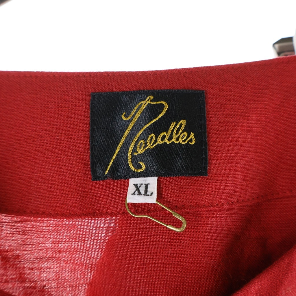 Needles(ニードルス) 24SS Pajama Set L/R Canvas ロゴ刺繍 リネンパジャマセットアップ レッド OT214