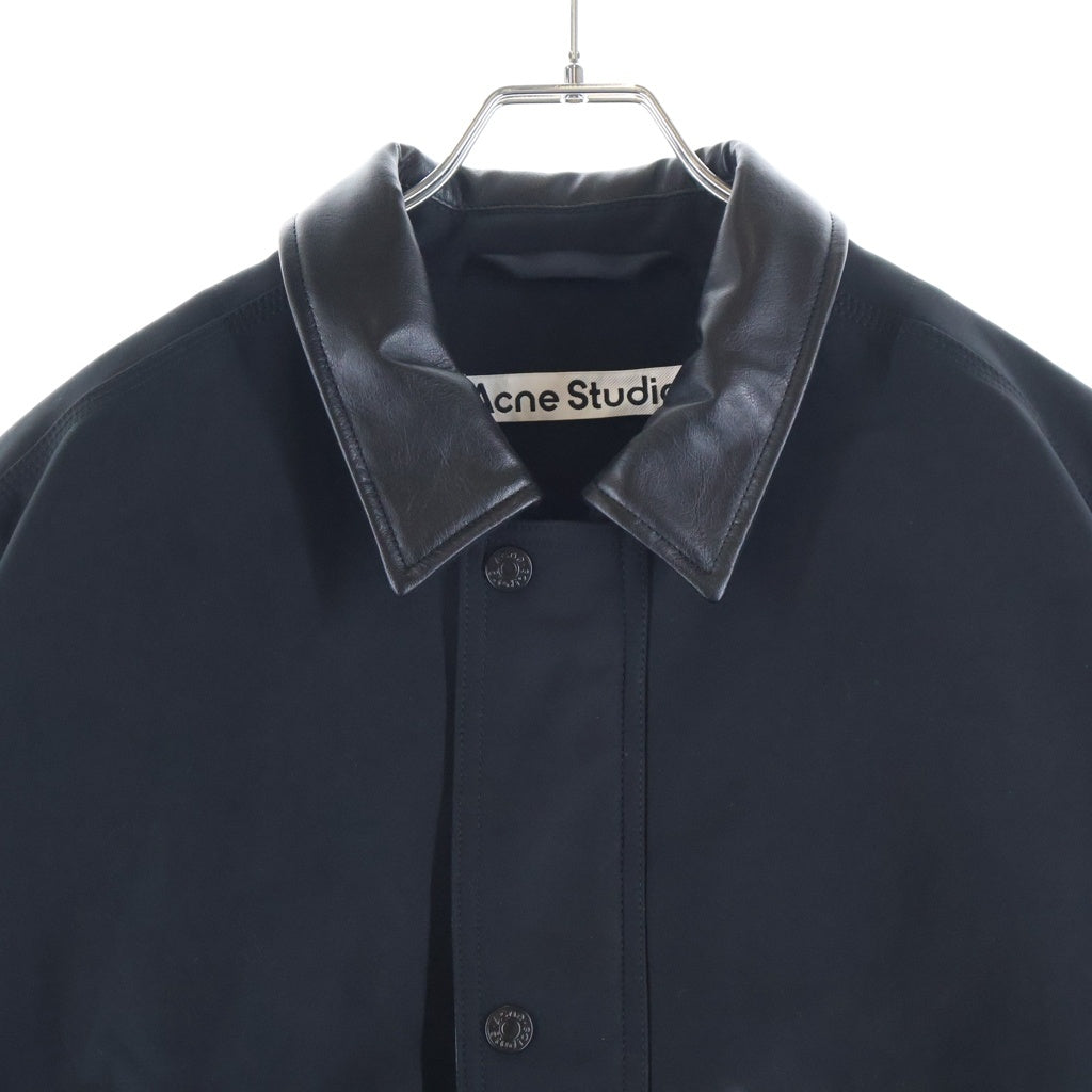 Acne Studios(アクネ ストゥディオズ) 26AW leather collar Bomber jacket レザーカラーボンバージャケット ブラック FN-MN-OUTW001243 B90657