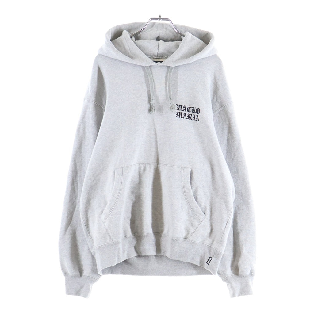 WACKO MARIA(ワコマリア) HEAVY WEIGHT PULLOVER HOODED SWEAT SHIRT ヘビーウェイト 両面ロゴ刺繍 プルオーバー長袖スウェットパーカー フーディ グレー