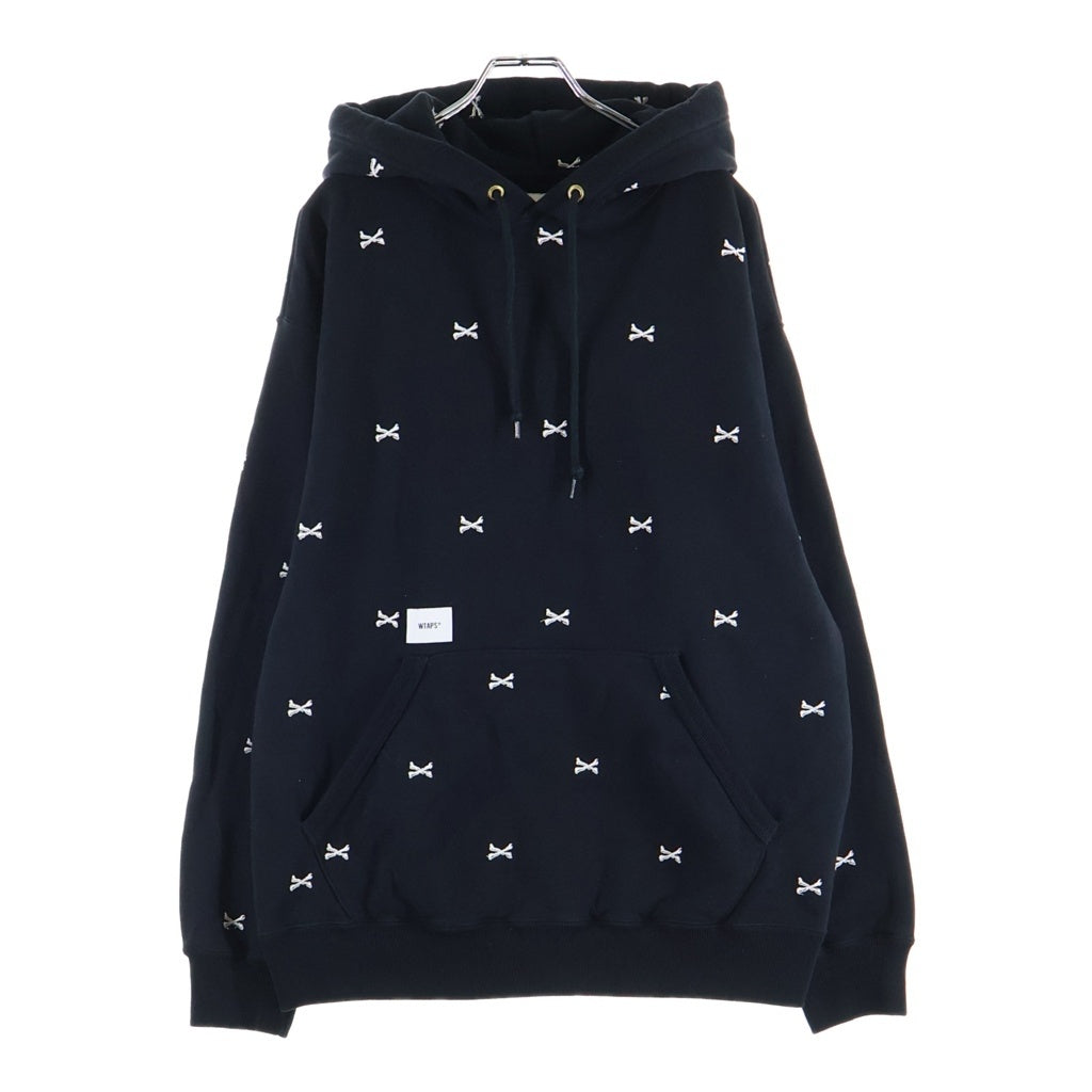 WTAPS(ダブルタップス) 22AW ACNE HOODY CTPL.TEXTILE アクネ フーディー オリーブドラブ クロスボーン プルオーバースウェットフーディ パーカー ブラック 222ATDT-CSM26