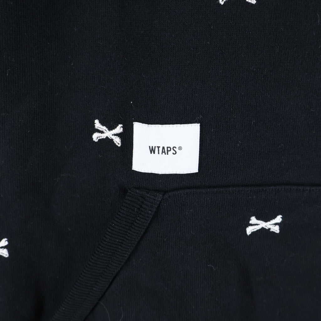 WTAPS(ダブルタップス) 22AW ACNE HOODY CTPL.TEXTILE アクネ フーディー オリーブドラブ クロスボーン プルオーバースウェットフーディ パーカー ブラック 222ATDT-CSM26