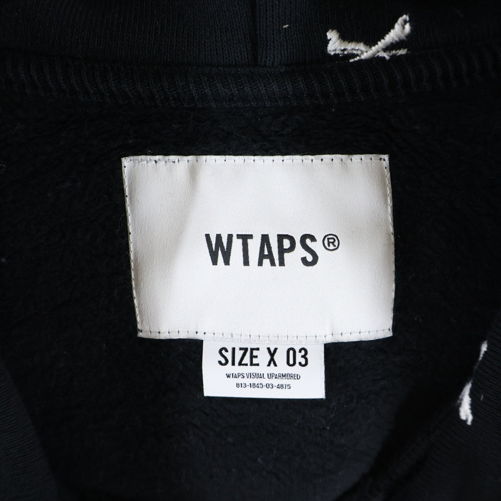 WTAPS(ダブルタップス) 22AW ACNE HOODY CTPL.TEXTILE アクネ フーディー オリーブドラブ クロスボーン プルオーバースウェットフーディ パーカー ブラック 222ATDT-CSM26