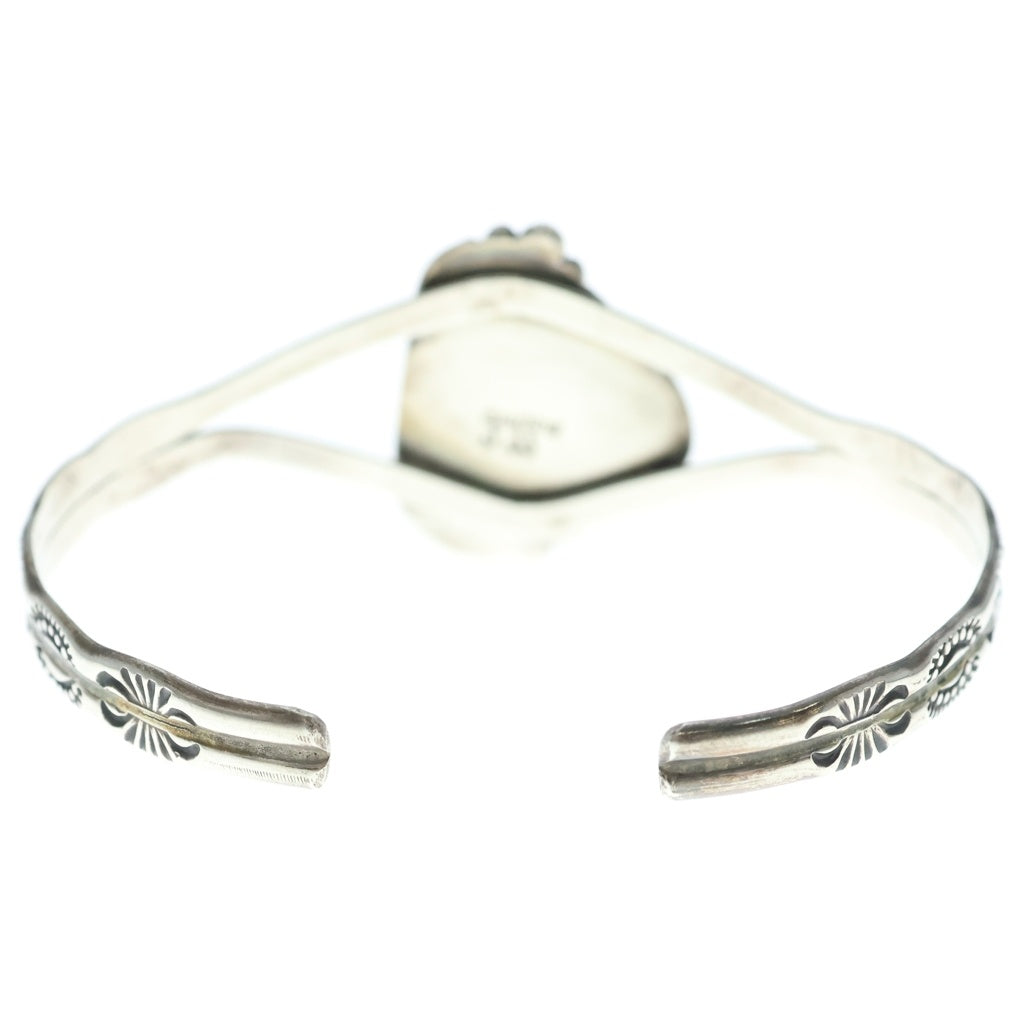 INDIAN JEWELRY(インディアンジュエリー) NAVAJO STERLING製 ナバホ族 スターリング刻印 ホワイトバッファローターコイズ バングル シルバー/ホワイト