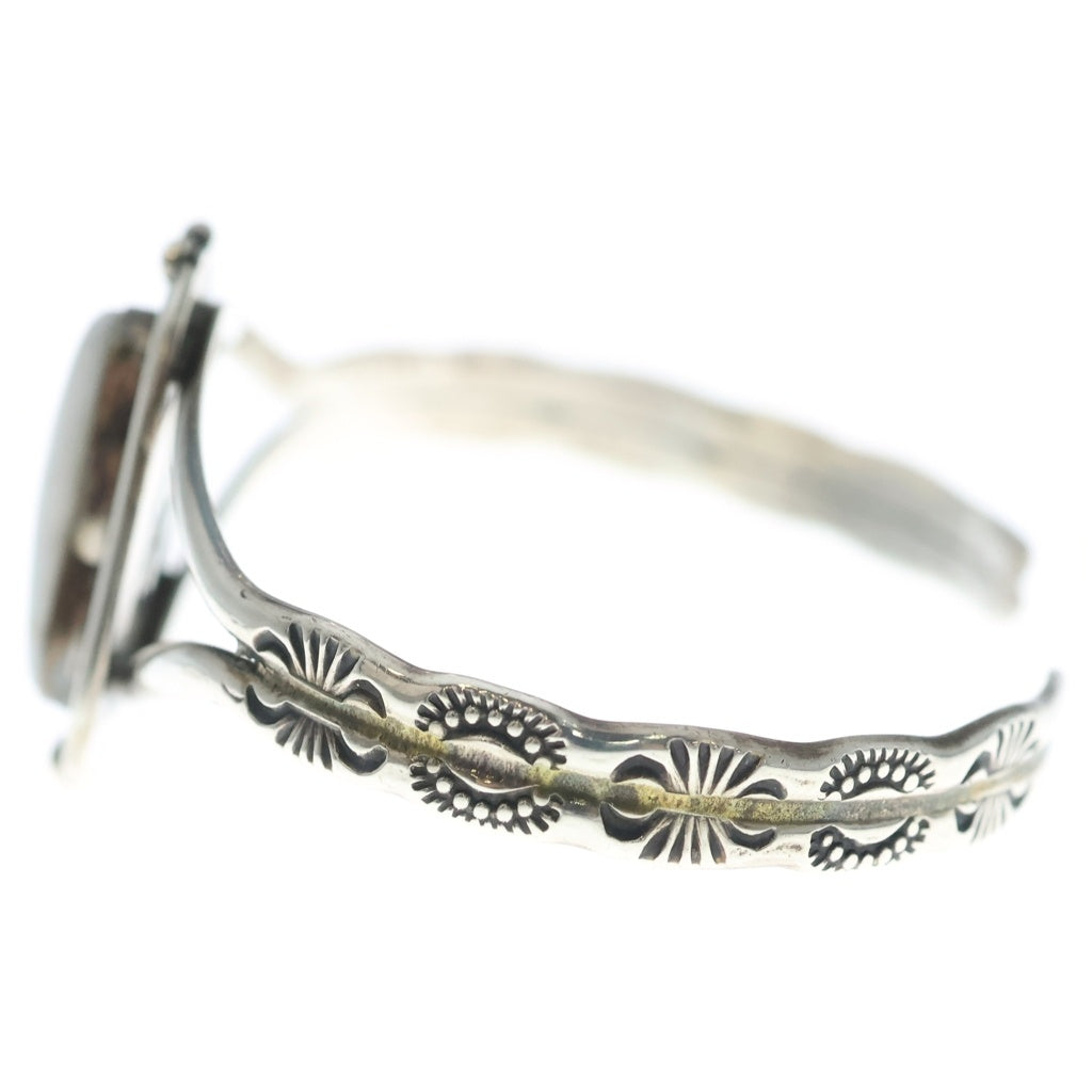 INDIAN JEWELRY(インディアンジュエリー) NAVAJO STERLING製 ナバホ族 スターリング刻印 ホワイトバッファローターコイズ バングル シルバー/ホワイト