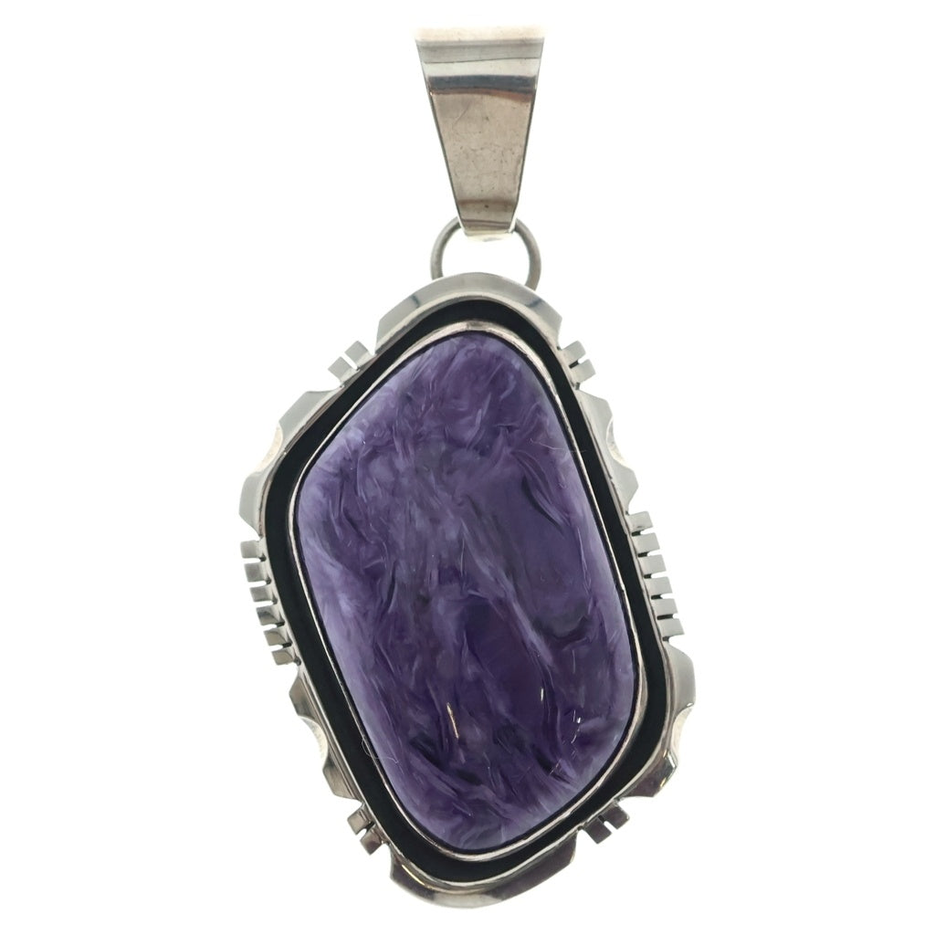 INDIAN JEWELRY(インディアンジュエリー) NAVAJO Randall Joe Tom STERLING製 ナバホ族 ランダル ジョー トム スターリング チャロアイト ペンダントトップ ネックレストップ シルバー/パープル