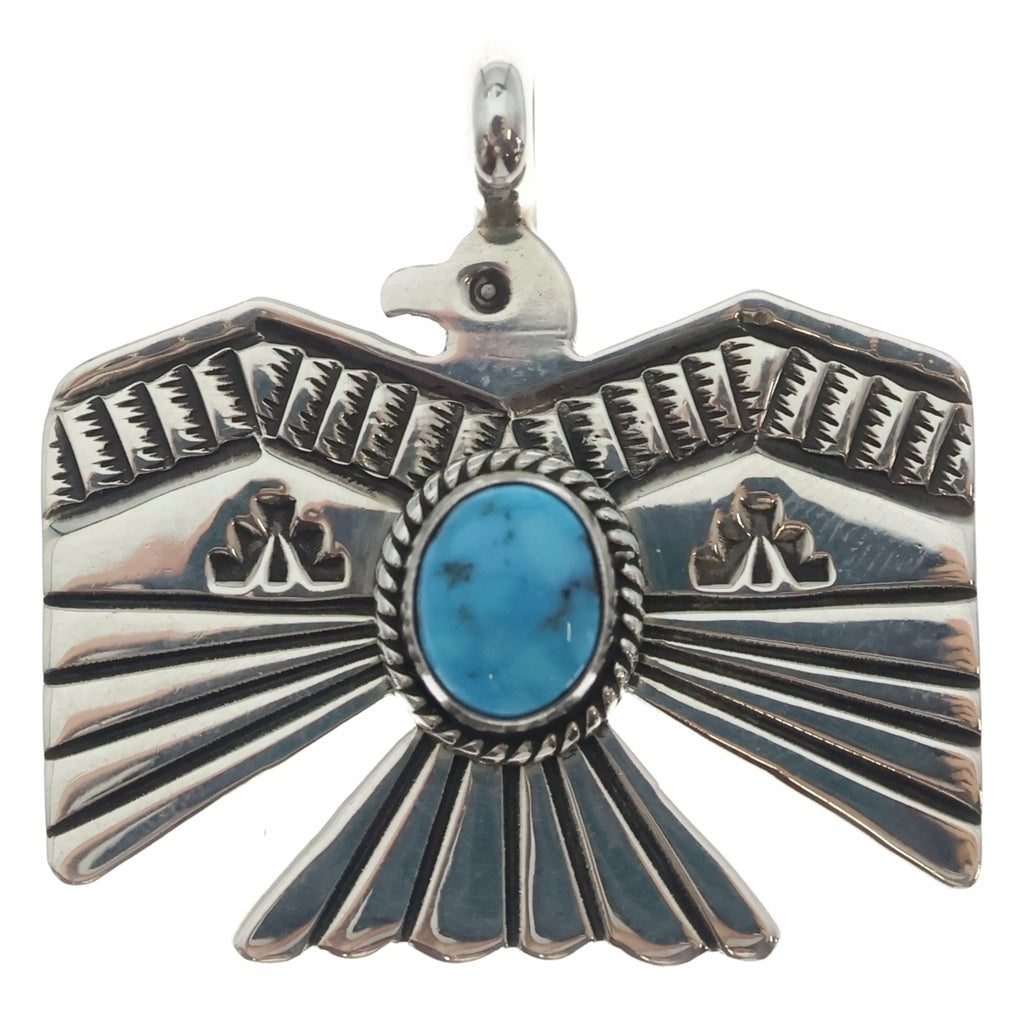 INDIAN JEWELRY(インディアンジュエリー) NAVAJO Darrell Cadman STERLING製 ナバホ族 ダレル キャドマン スターリング ターコイズ ペンダントトップ ネックレストップ シルバー/ブルー