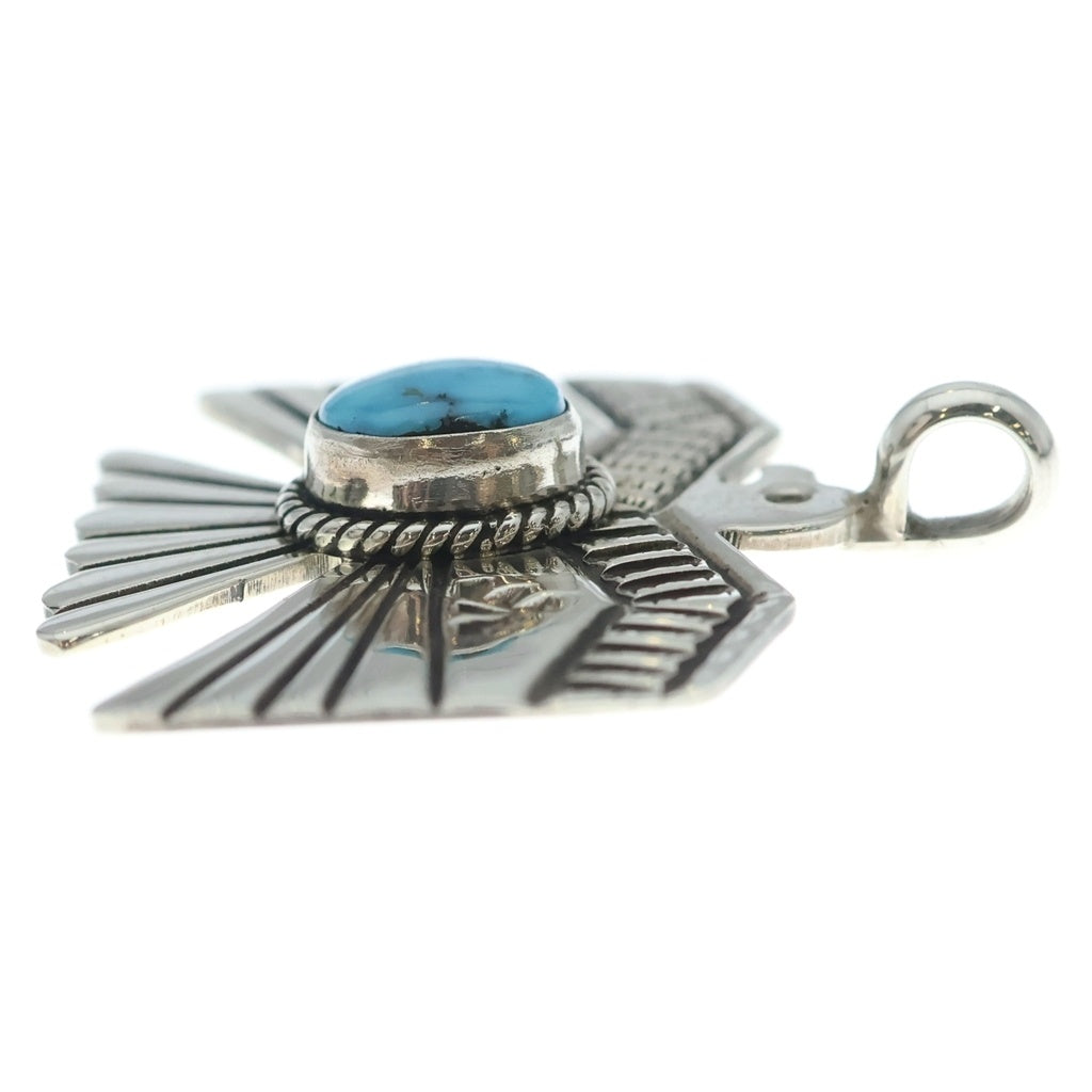 INDIAN JEWELRY(インディアンジュエリー) NAVAJO Darrell Cadman STERLING製 ナバホ族 ダレル キャドマン スターリング ターコイズ ペンダントトップ ネックレストップ シルバー/ブルー