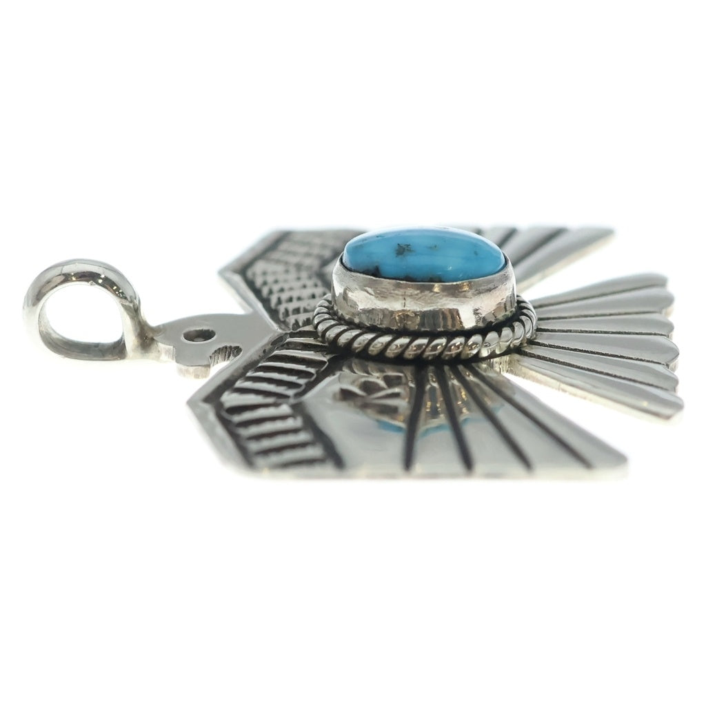 INDIAN JEWELRY(インディアンジュエリー) NAVAJO Darrell Cadman STERLING製 ナバホ族 ダレル キャドマン スターリング ターコイズ ペンダントトップ ネックレストップ シルバー/ブルー