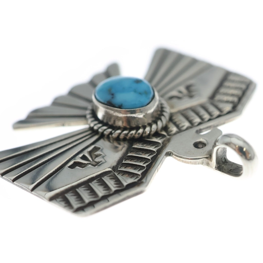 INDIAN JEWELRY(インディアンジュエリー) NAVAJO Darrell Cadman STERLING製 ナバホ族 ダレル キャドマン スターリング ターコイズ ペンダントトップ ネックレストップ シルバー/ブルー
