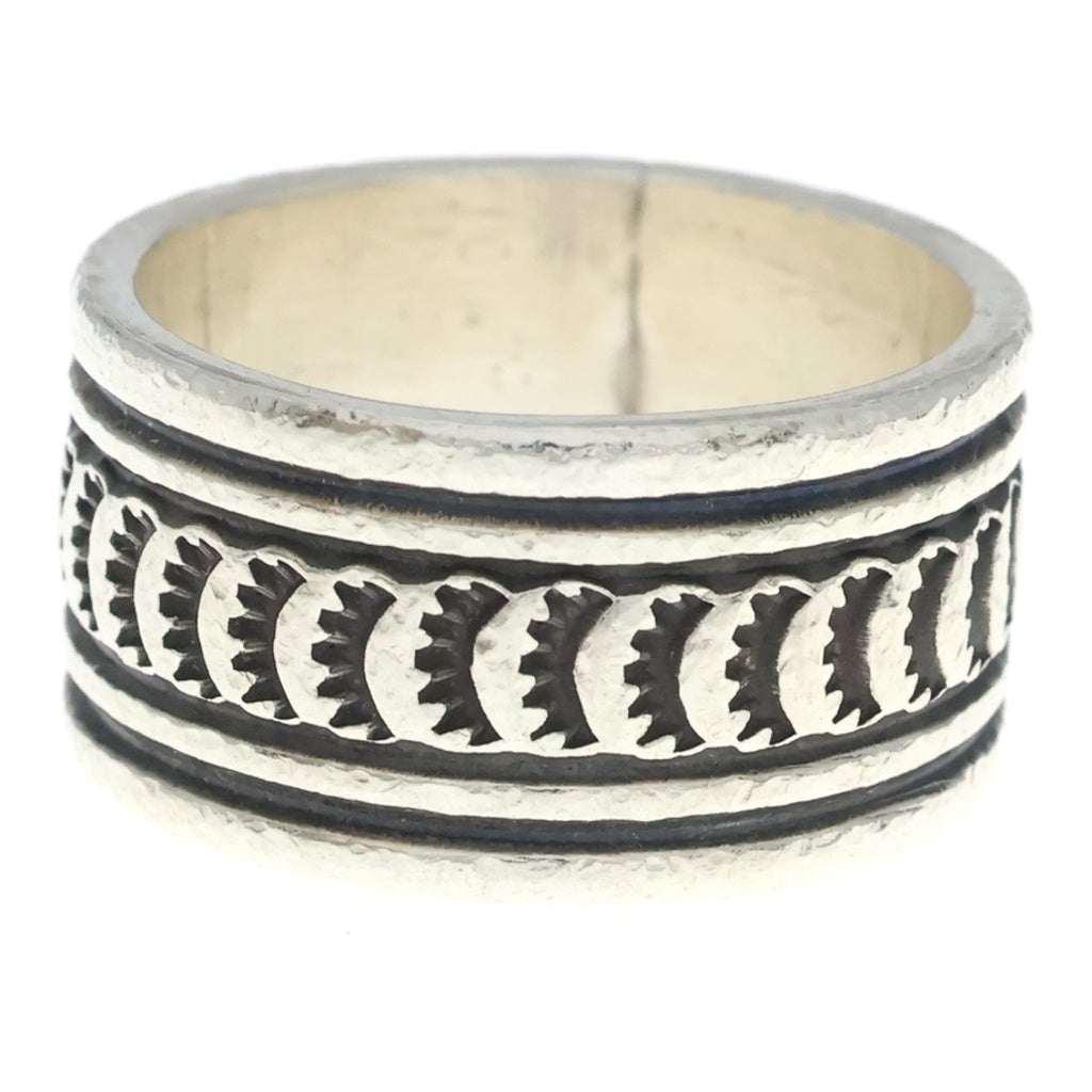 INDIAN JEWELRY(インディアンジュエリー) NAVAJO Andy Cadman STERLING製 ナバホ族 アンディ キャドマン スターリング スタンプワーク リング 指輪 シルバー