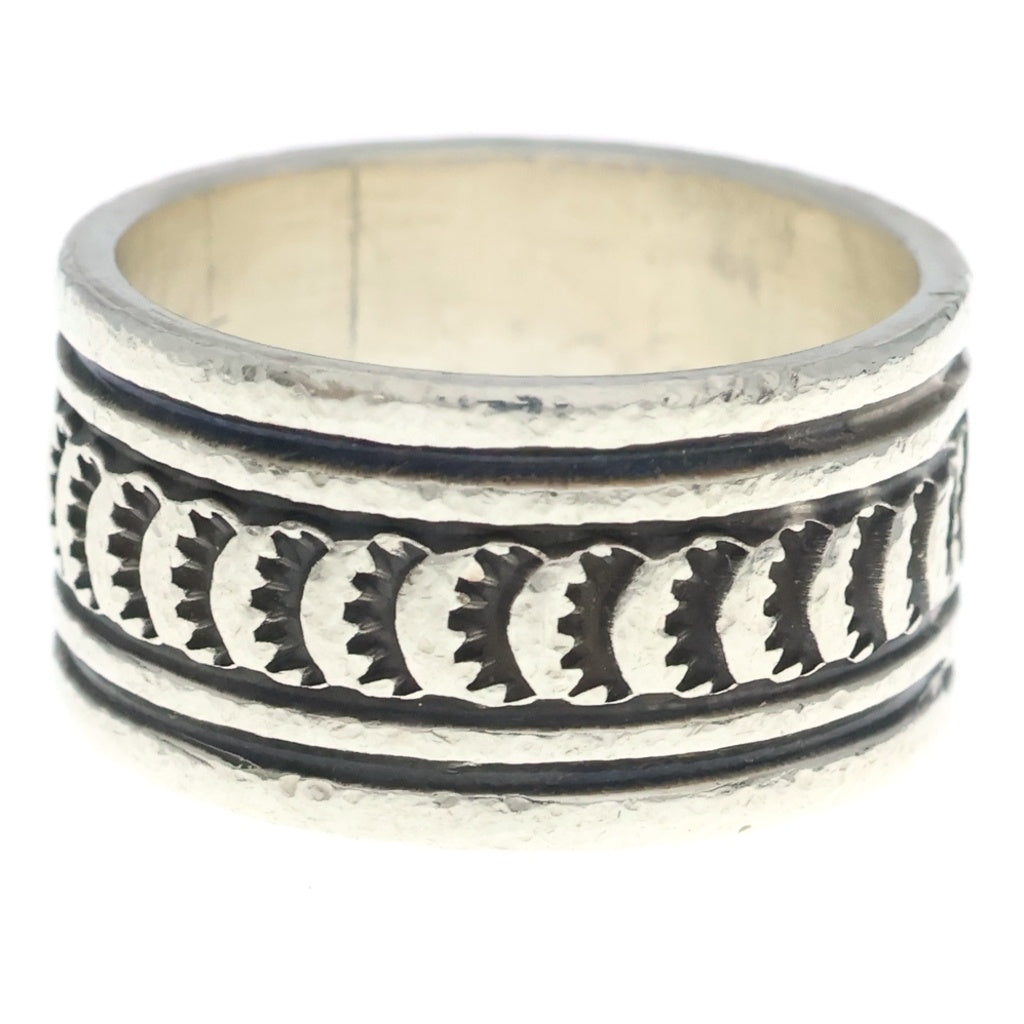 INDIAN JEWELRY(インディアンジュエリー) NAVAJO Andy Cadman STERLING製 ナバホ族 アンディ キャドマン スターリング スタンプワーク リング 指輪 シルバー