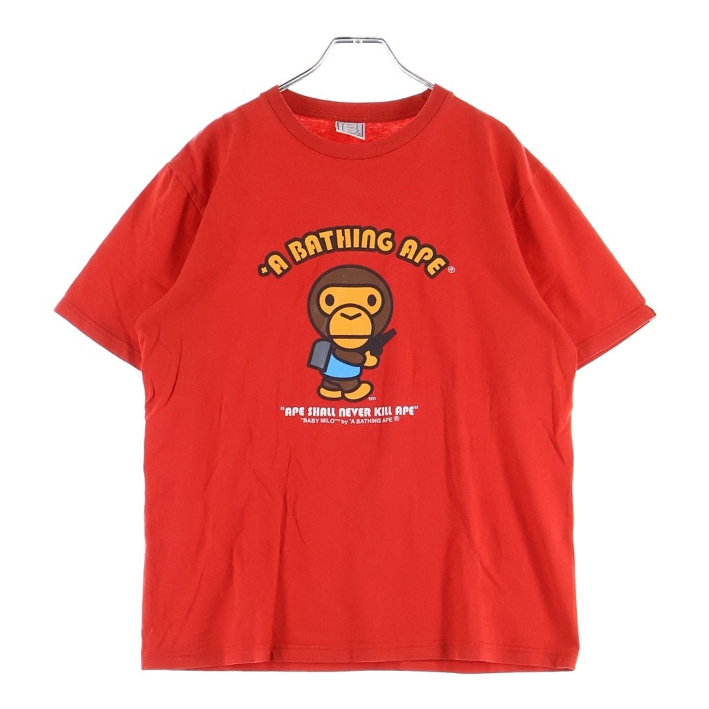 A BATHING APE(アベイシングエイプ) VINTAGE 90s BABY MILO ベイビーマイロ クルーネック半袖Tシャツカットソー レッド
