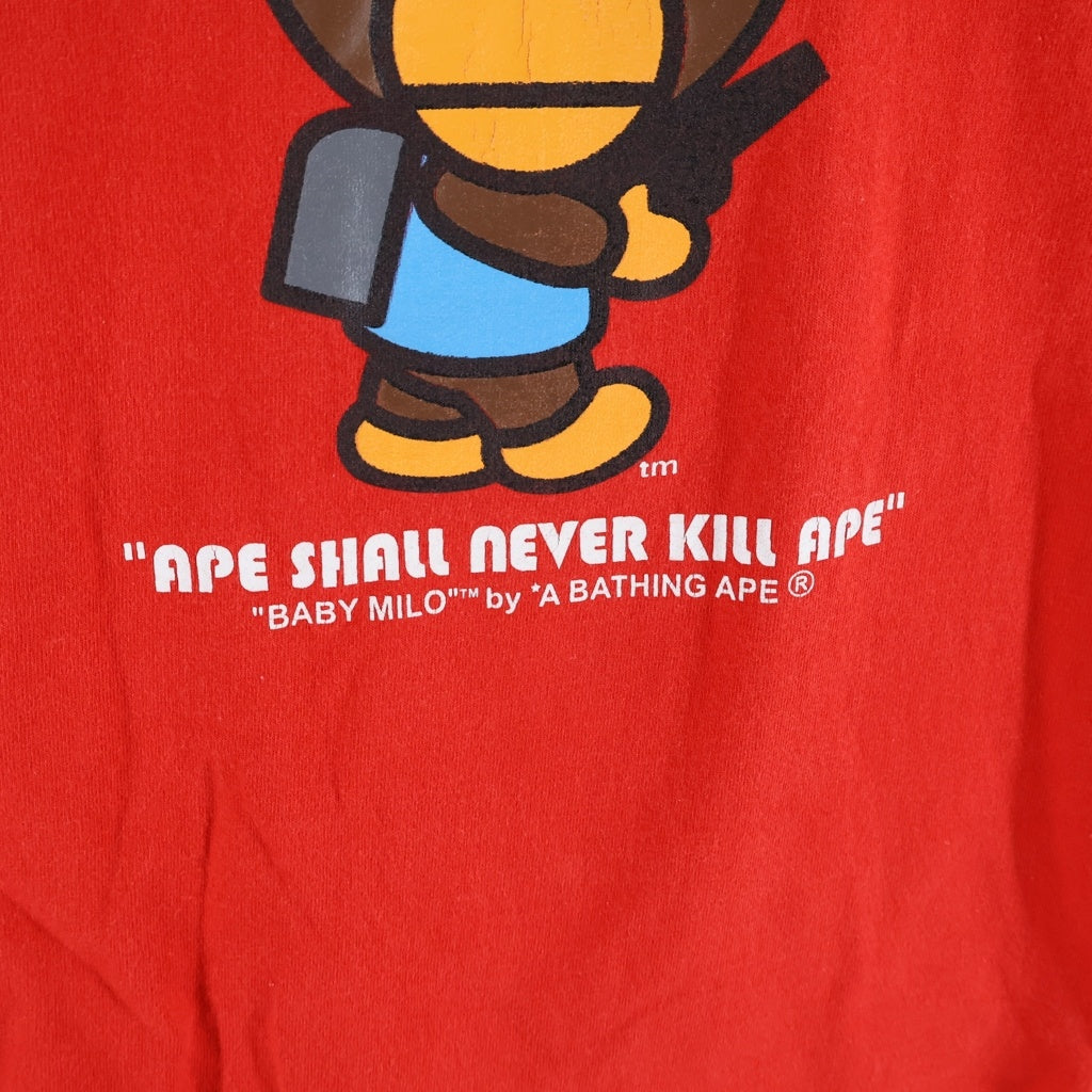 A BATHING APE(アベイシングエイプ) VINTAGE 90s BABY MILO ベイビーマイロ クルーネック半袖Tシャツカットソー レッド