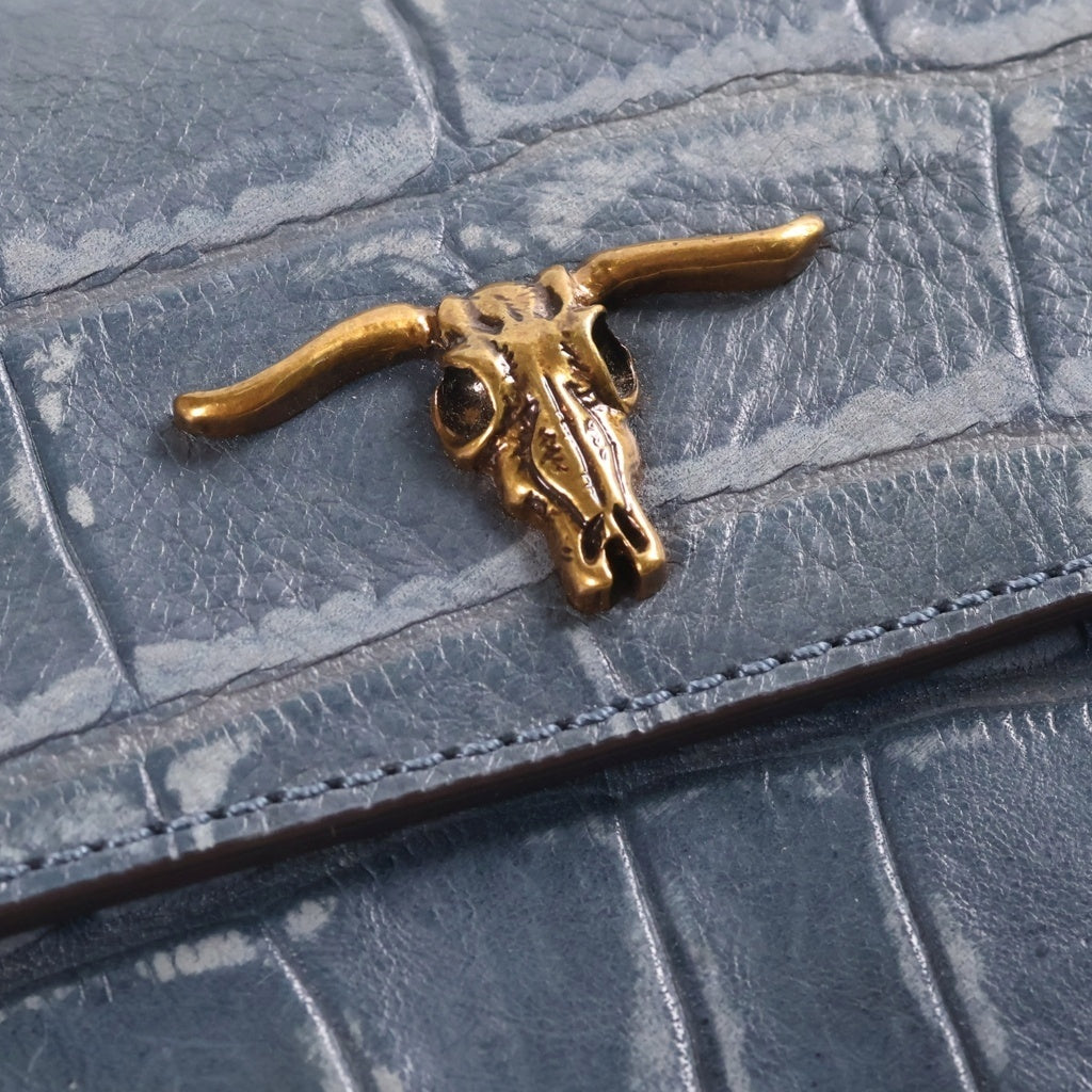 POLO RALPH LAUREN(ポロラルフローレン) Shoulder Wallet ステアヘッド チェーンショルダーレザーウォレット ブルー レディース